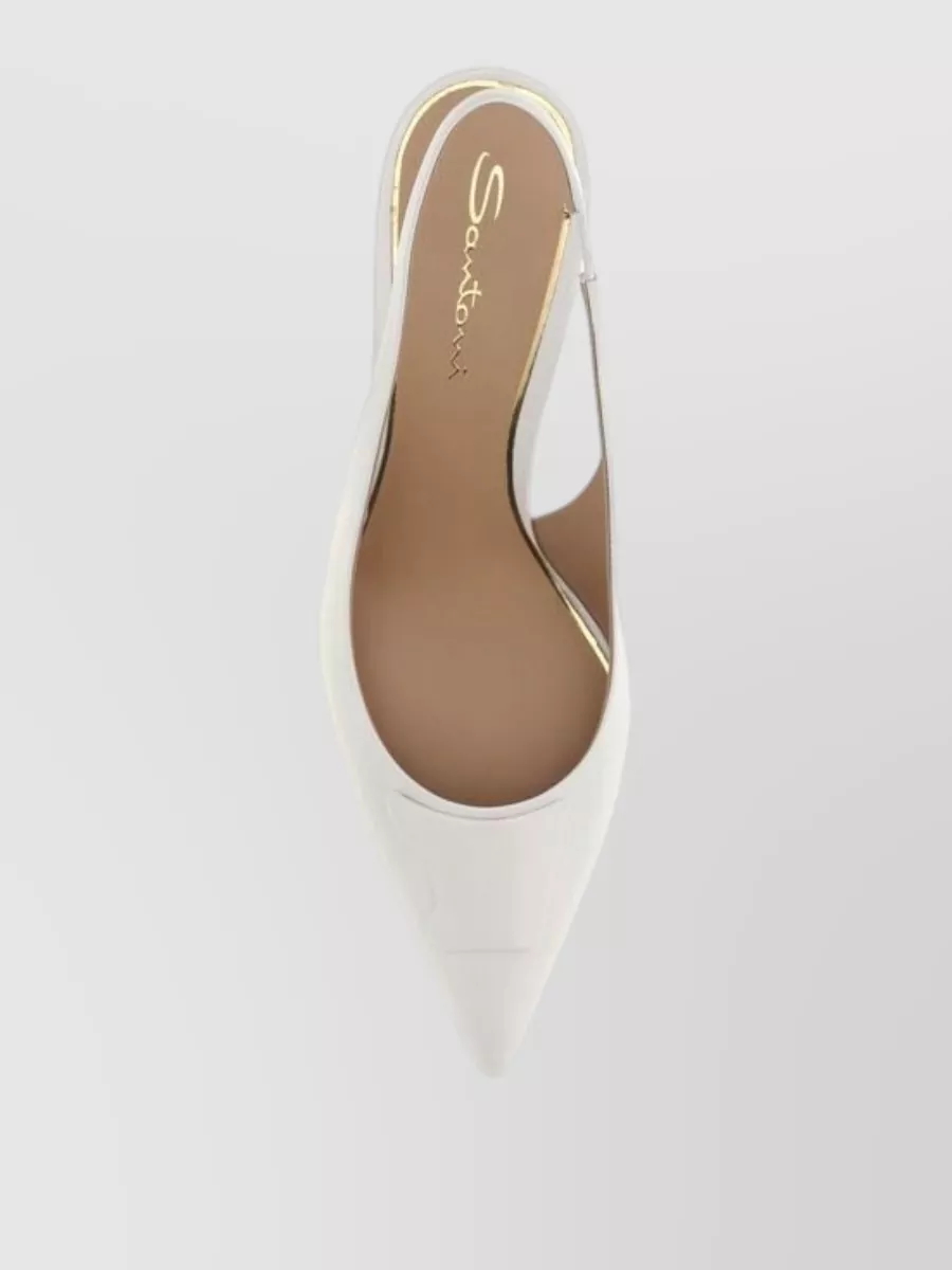 Santoni Leather Slingback Mid Heel Pumps