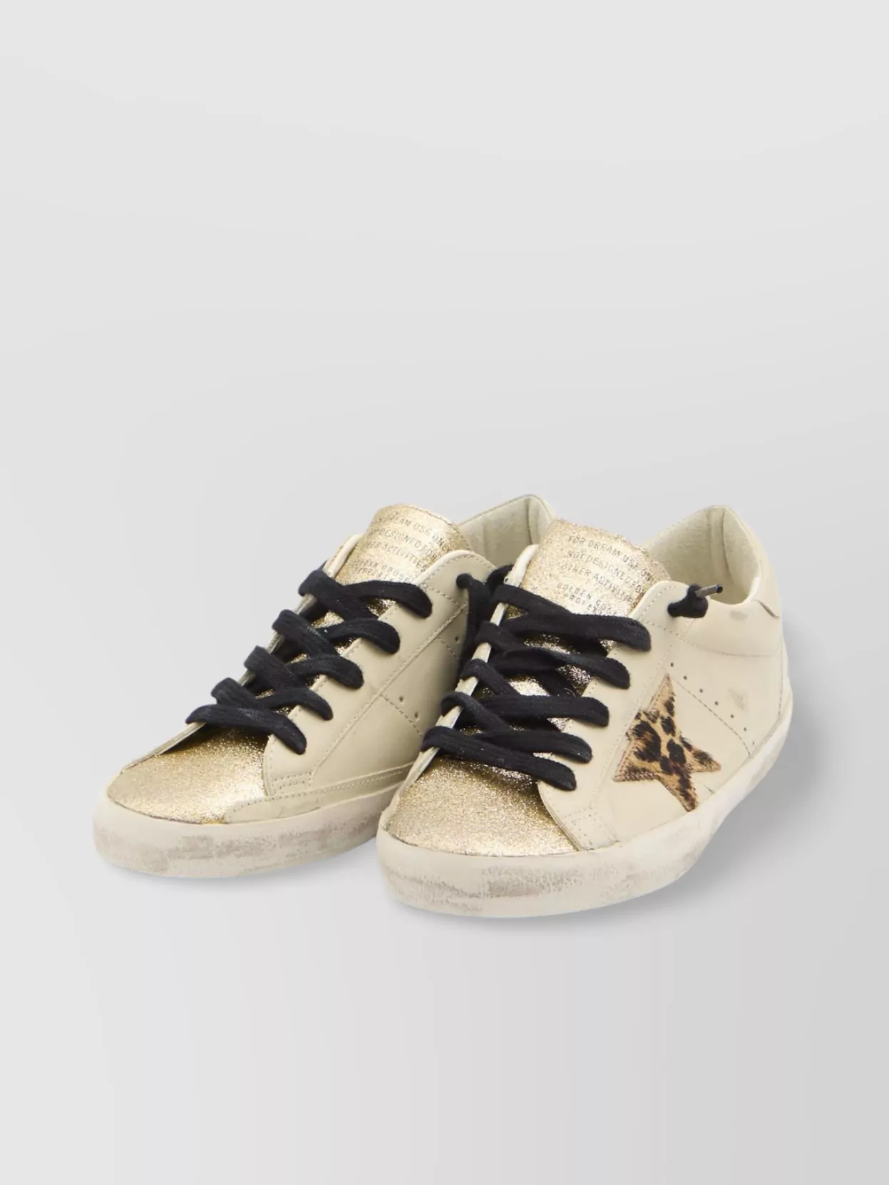 Golden Goose Women Super Star Leather Upper Glitter Toe And Tongue Leather Heel Leopard Horsy Star In Neutral