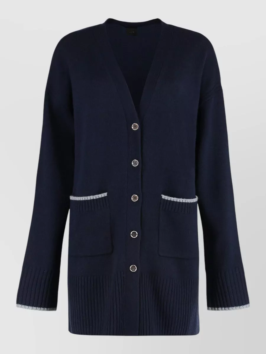 Pinko cashmere wool ribbed cardigan