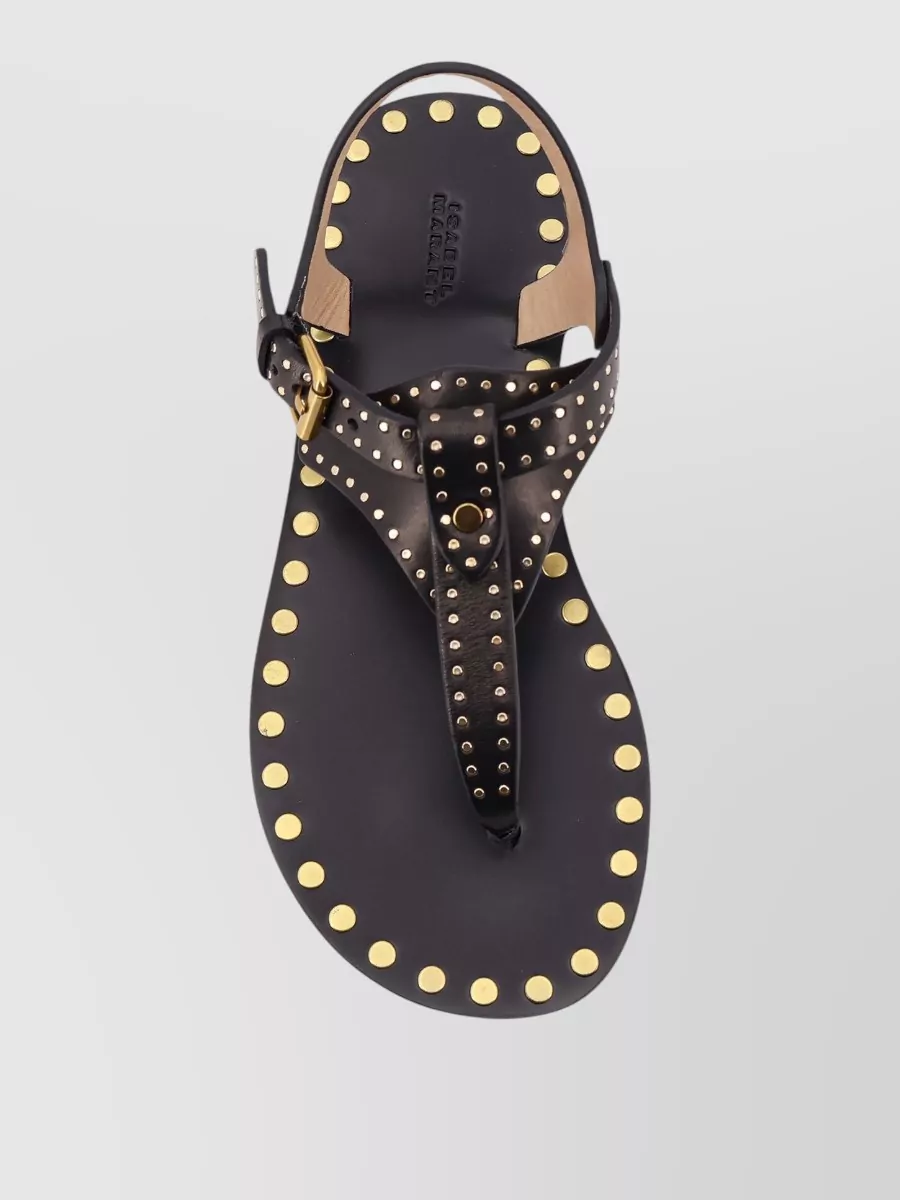 Isabel Marant Joonya Leather Sandals Flat Studded Straps