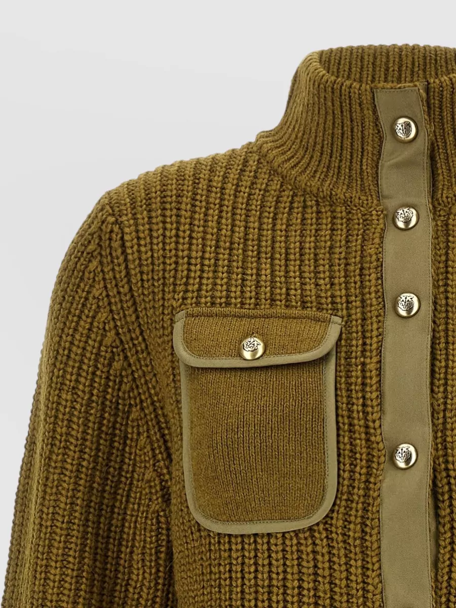 Pinko Ribbed High-Neck Cardigan
