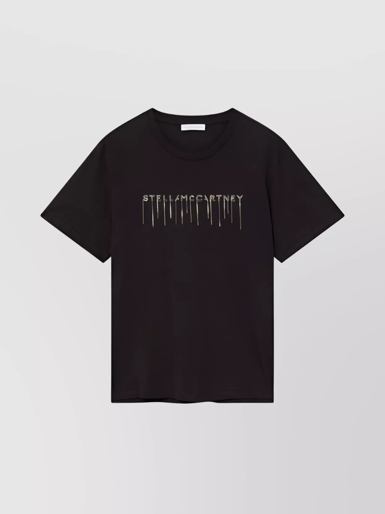 Stella Mccartney Logo T-shirt With Embroidery And Round Neck In Black