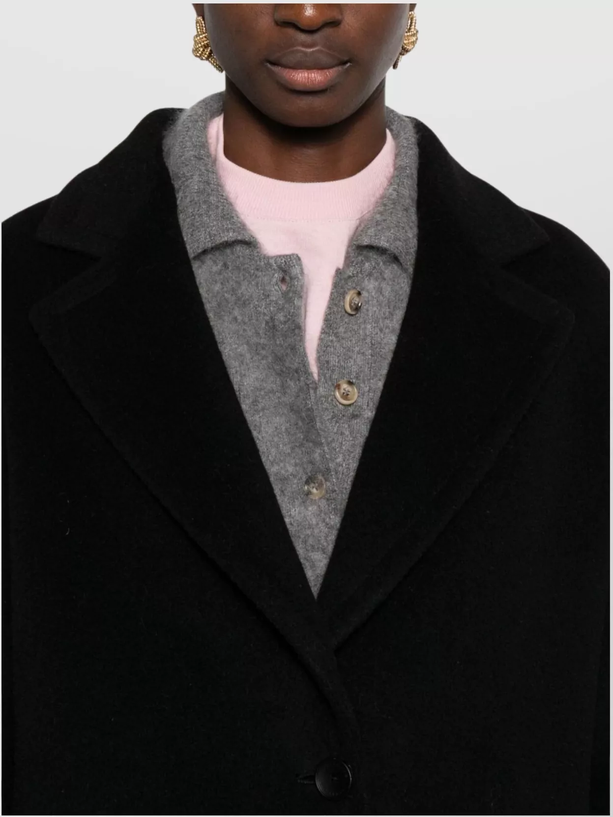 Tagliatore Wool Coat With Notched Lapel And Pockets In Black