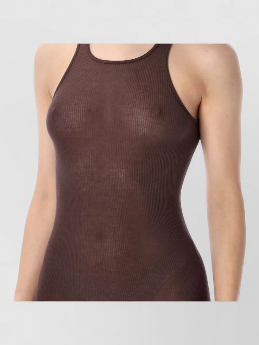 Rick Owens Racer Back Ribbed Ankle Length Dress