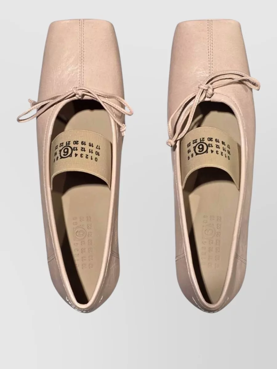Mm6 Maison Margiela Leather Square-Toe Ballerina Flats