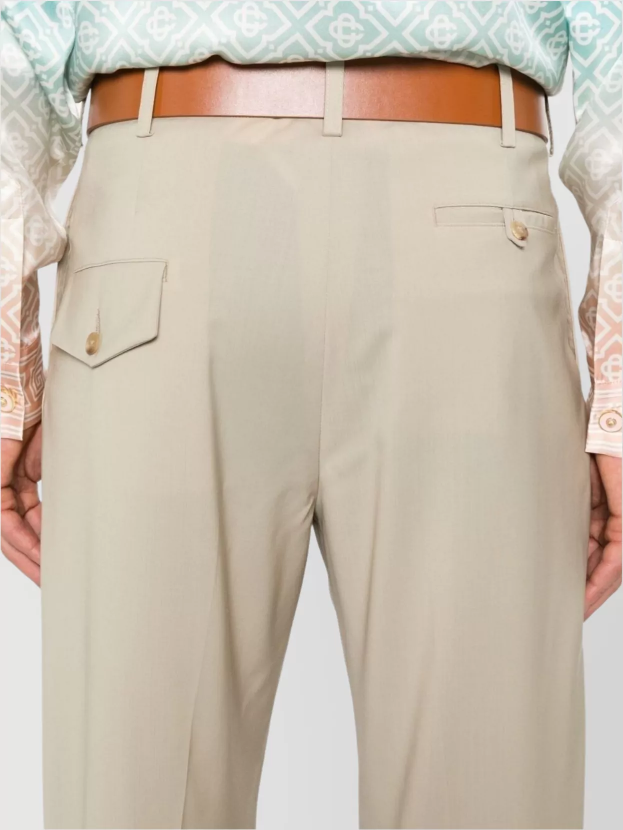 Moschino Straight Pleated Front Trousers With Button Detail