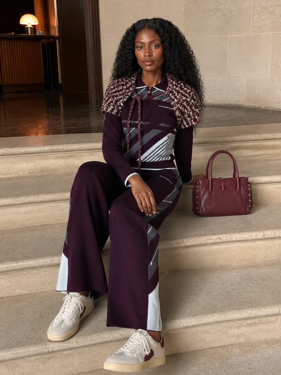 Casablanca burgundy knit set isabel marant sneakers