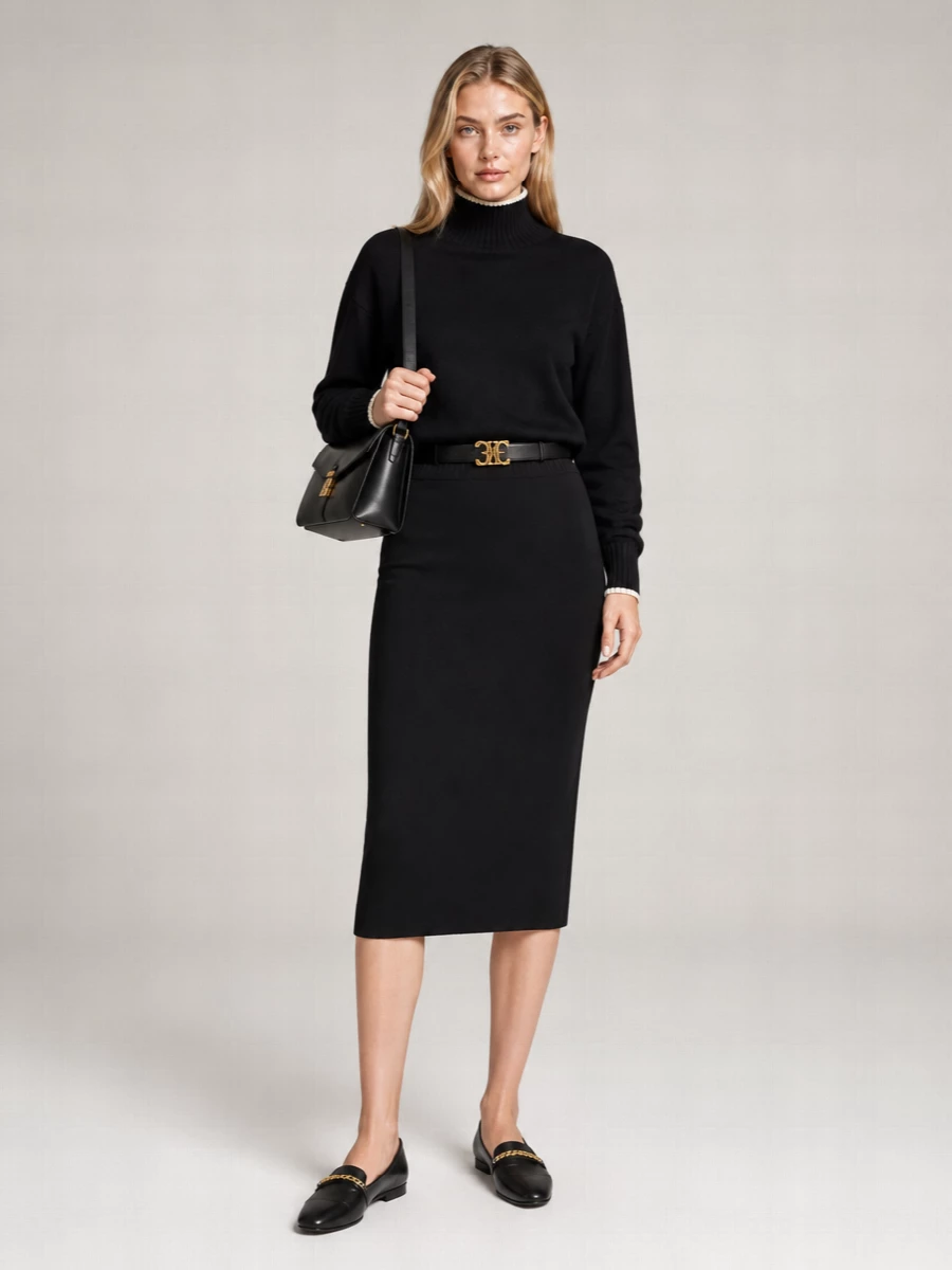 Pinko Cashmere Wool Turtleneck Long-Sleeve Knitted Top