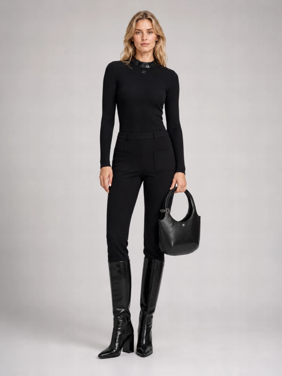 Courrèges Ribbed High-Collar Sweater