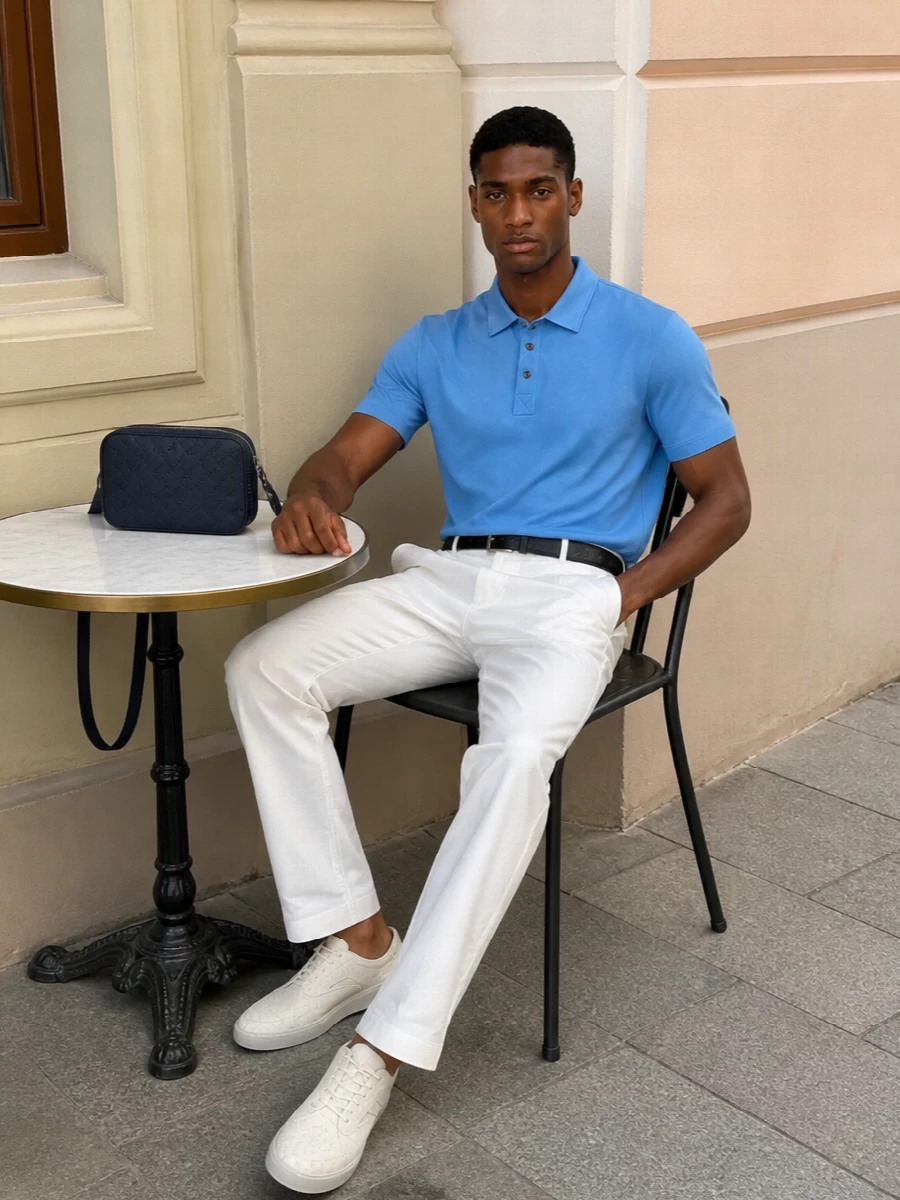 Bottega veneta mens polo white tailored trousers