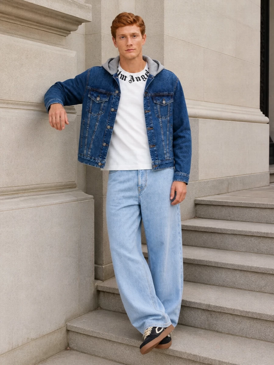 Palm angels denim outfit off white sneakers