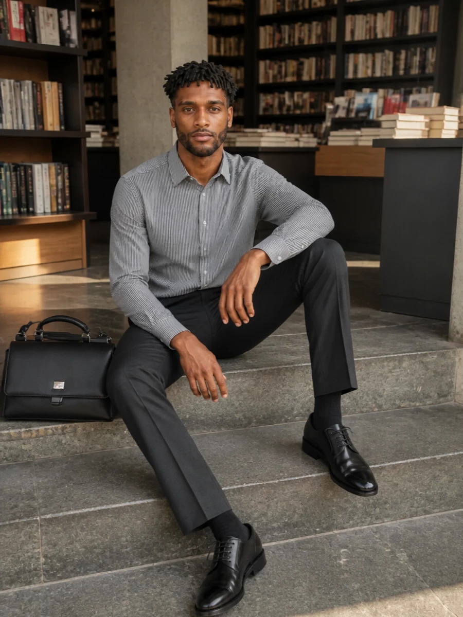 Dolce gabbana striped shirt charcoal trousers