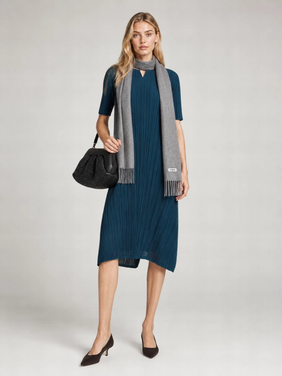 Pleats Please Issey Miyake Pleated Midi Dress