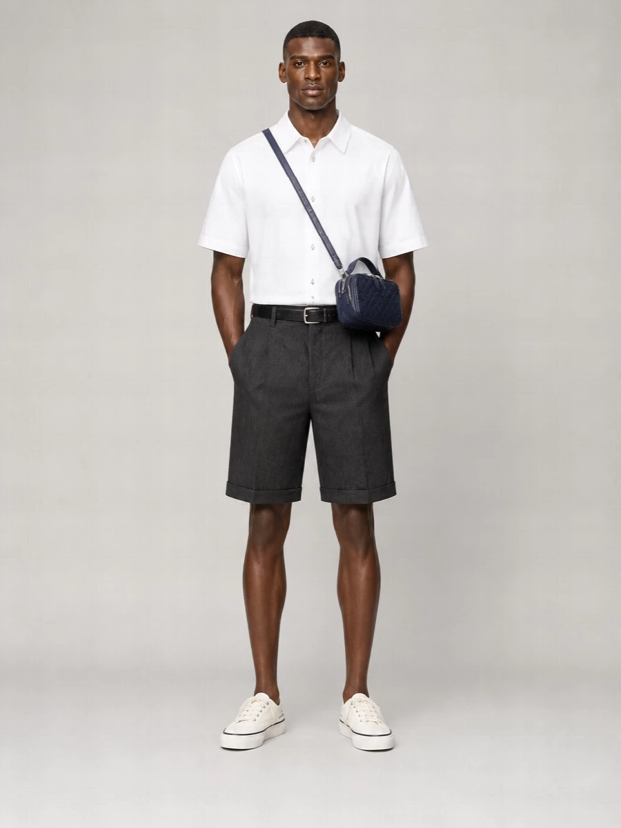 Jacquemus Linen Micro-Striped Wide-Leg Mid-Rise Bermuda Shorts