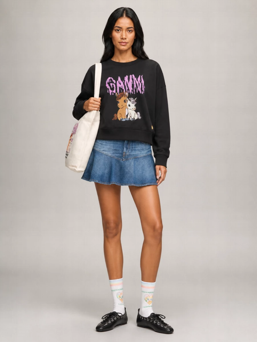 Ganni Printed Cotton Sweatshirt