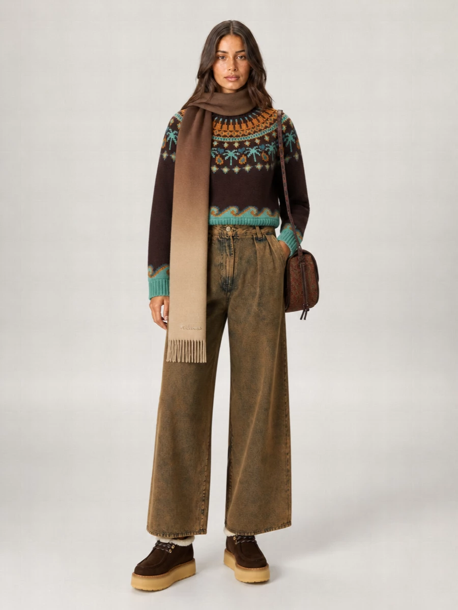 Alanui Virgin Wool Jacquard Relaxed-Fit Crew-Neck Long-Sleeve Sweater