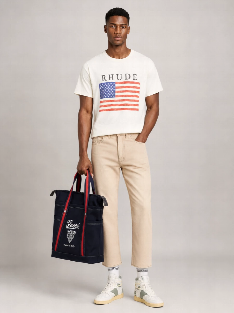 Rhude Cotton Graphic Print Short Sleeve T-Shirt