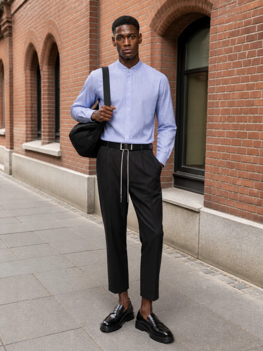 Maison margiela cropped pinstripe trouser outfit