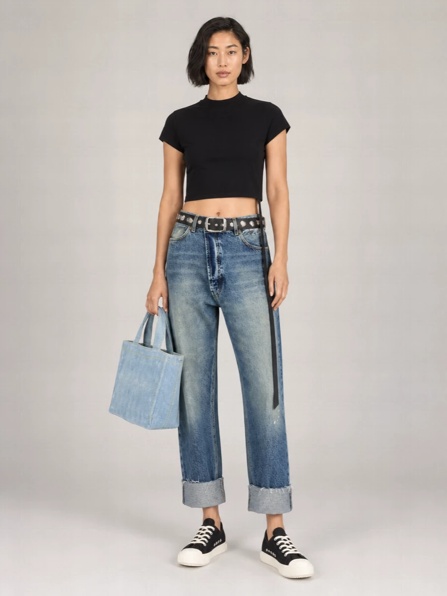 R13 Denim Cropped Straight-Leg Jeans