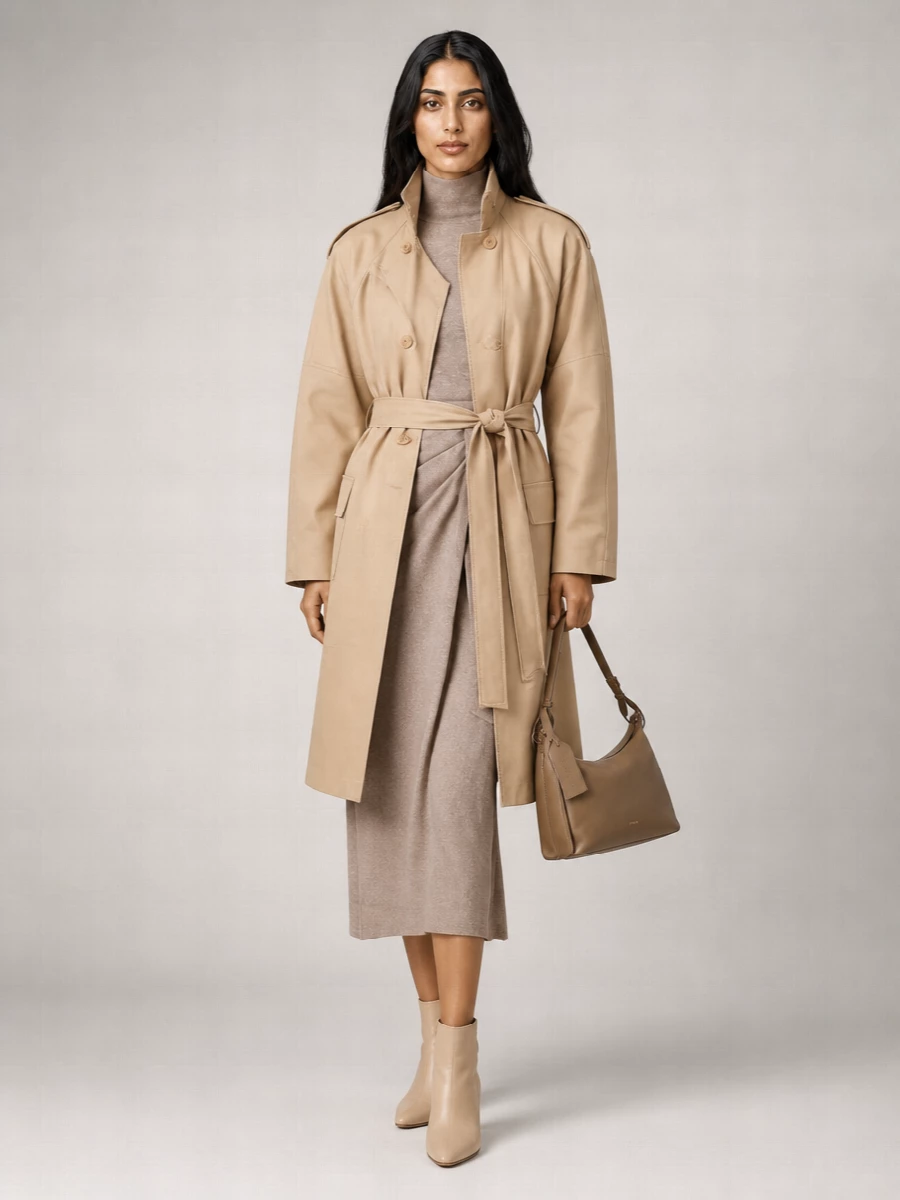 The Frankie Shop cotton double-breasted belted short trench coat