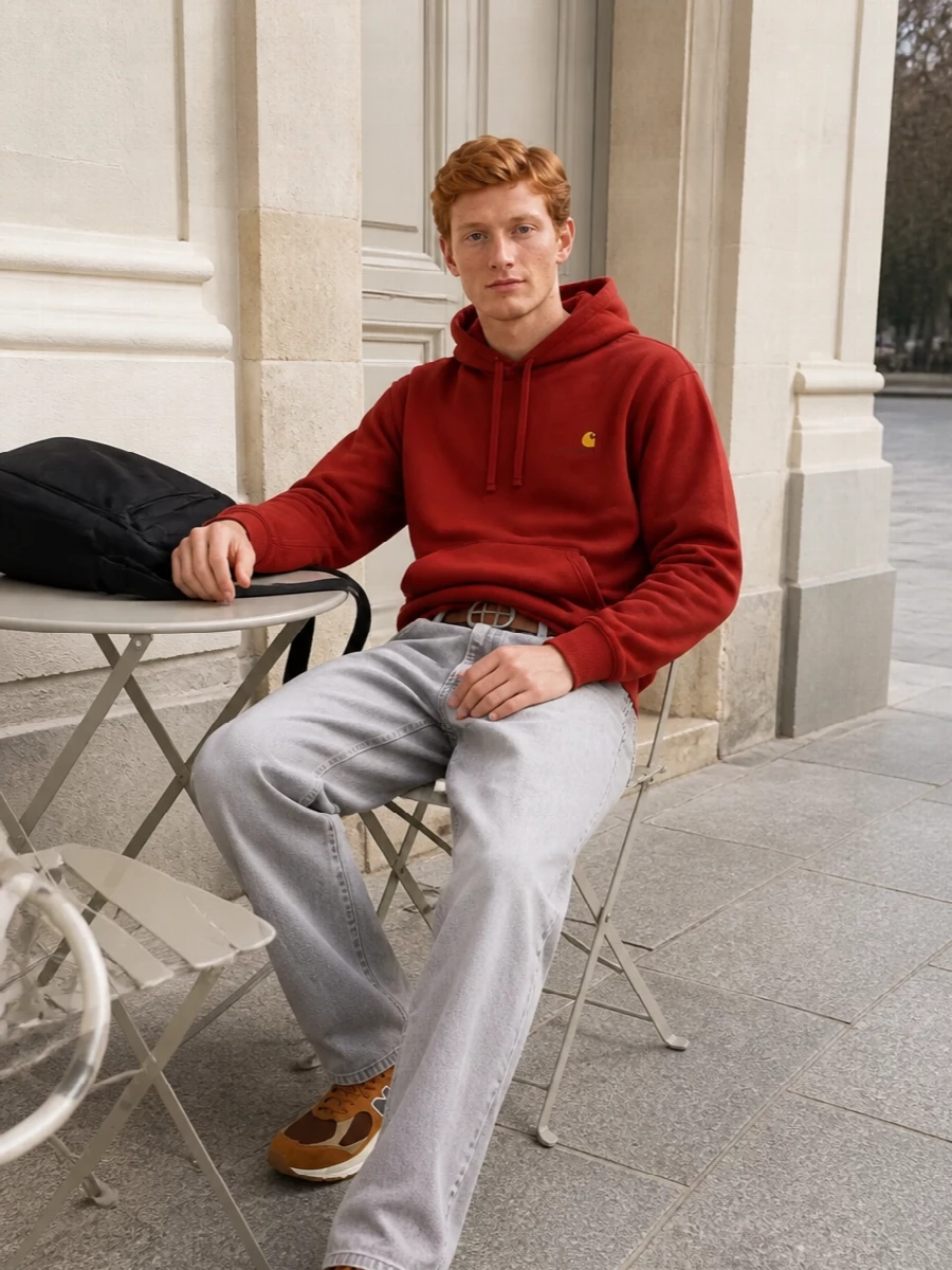 Carhartt rust hoodie grey jeans new balance