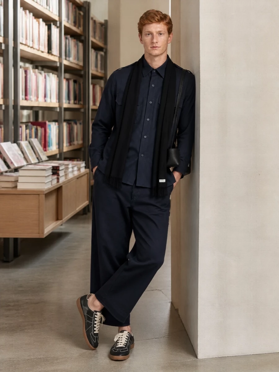 Maison margiela navy cargo trousers utility shirt