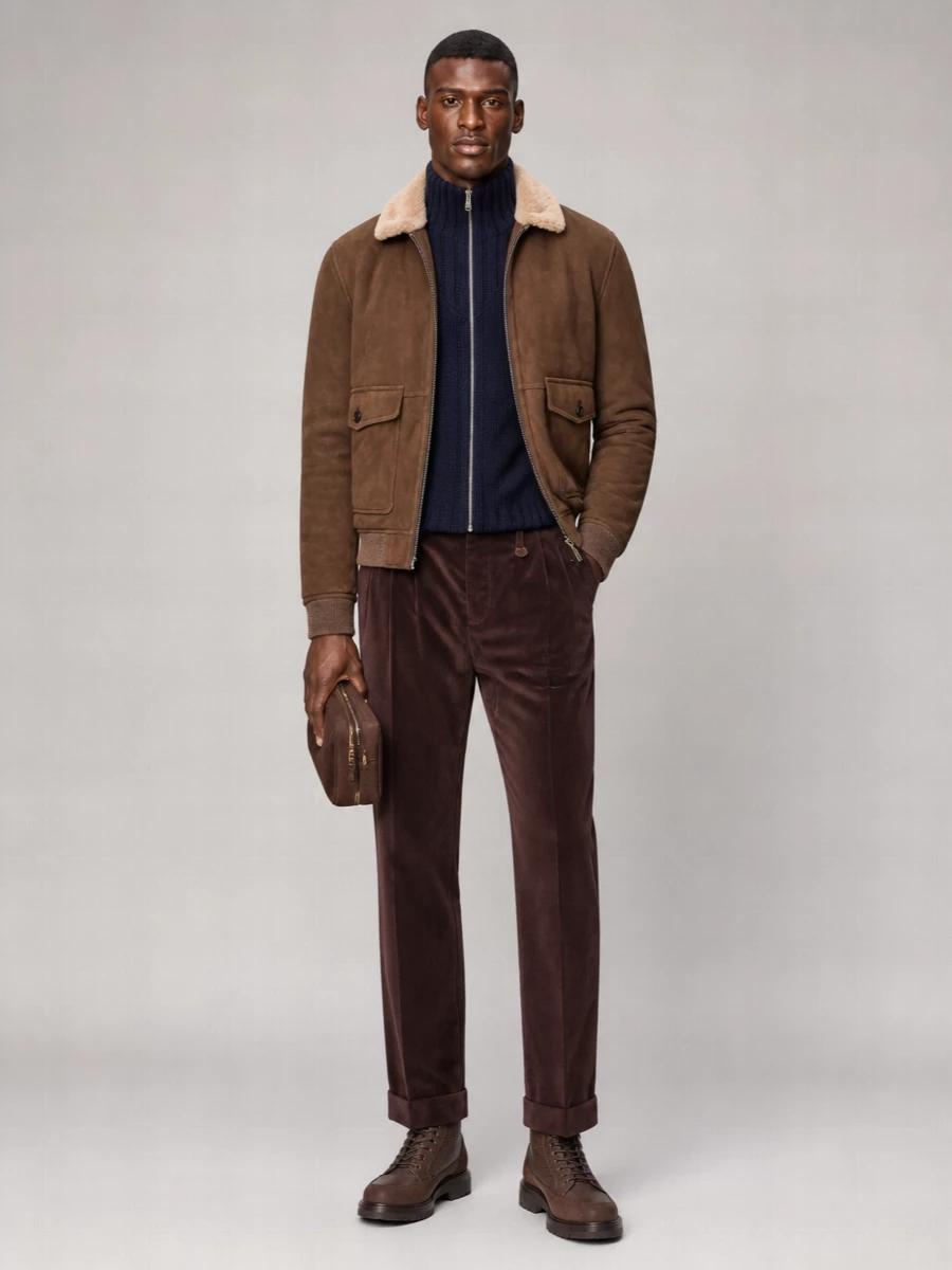 Moorer suede shearling bomber jacket