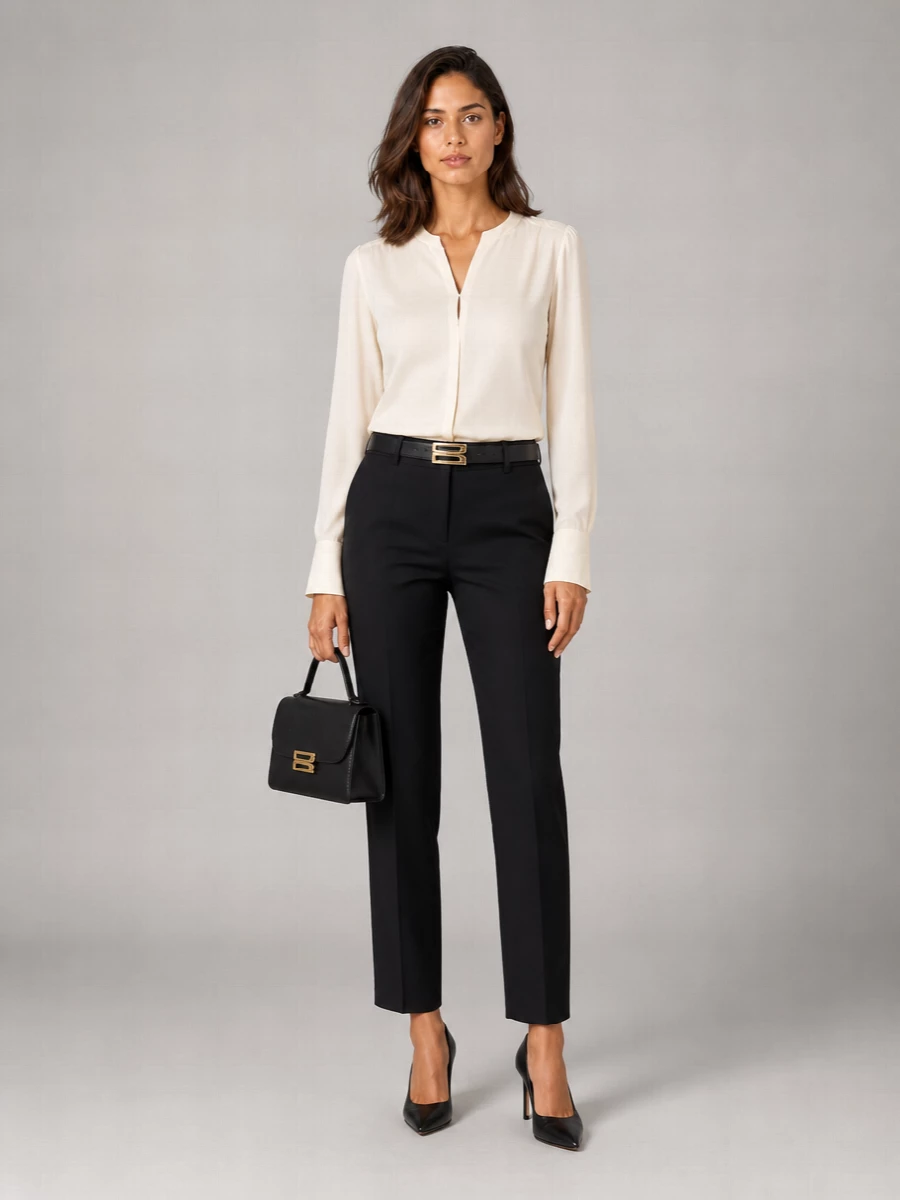 Victoria Beckham Curved-Leg Tailored Trousers
