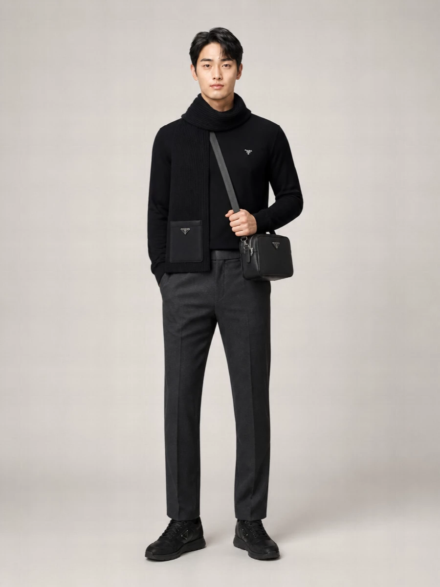 Prada Ribbed Wool Crew Neck Sweater