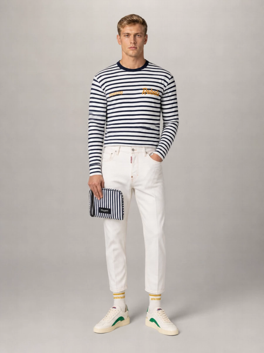 Dsquared2 Striped Cotton Logo-Print T-Shirt