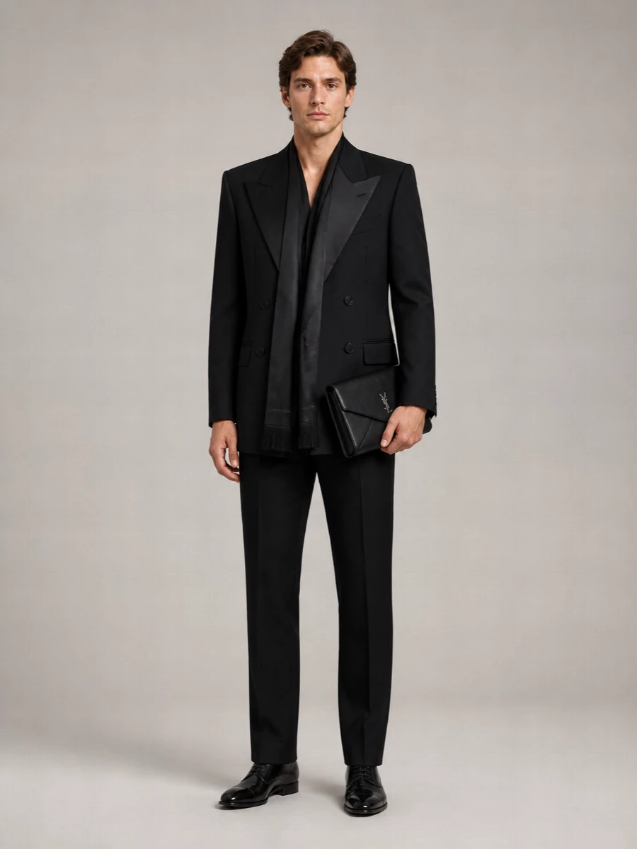 Saint Laurent Silk Jacquard Scarf