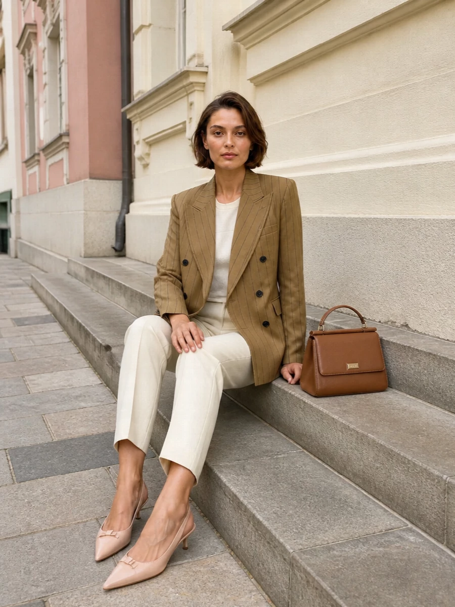 Dolce gabbana blazer cream trousers outfit