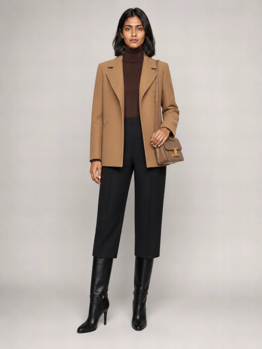 Saint Laurent Wool Single Breasted Short Coat