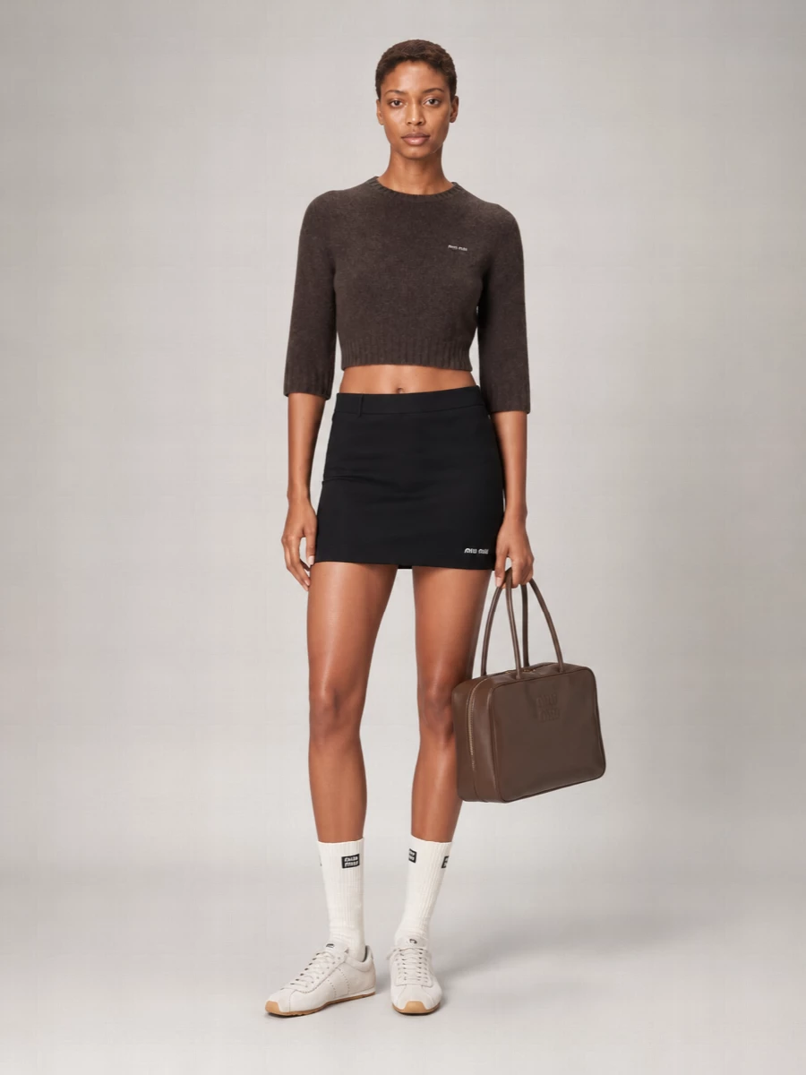 Miu Miu Cashmere Wool Ribbed Cropped Sweater