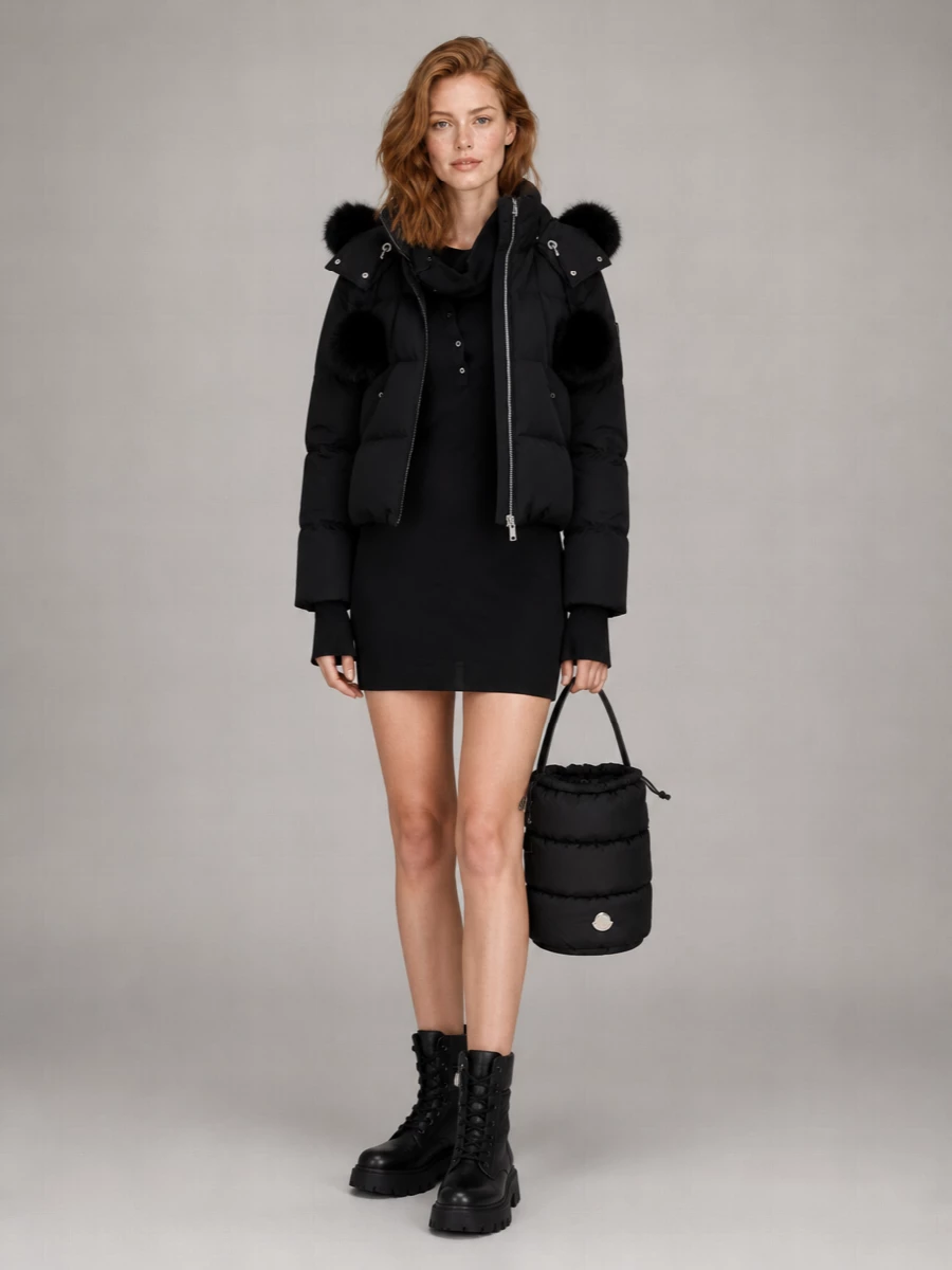 Moose Knuckles Quilted Faux Fur Hood Puffer Jacket
