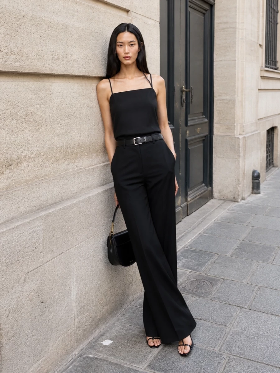Sportmax black trousers camisole evening outfit