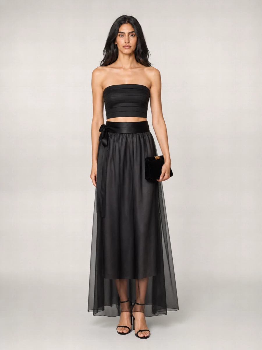 Dolce&Gabbana Silk Pleated Maxi Skirt