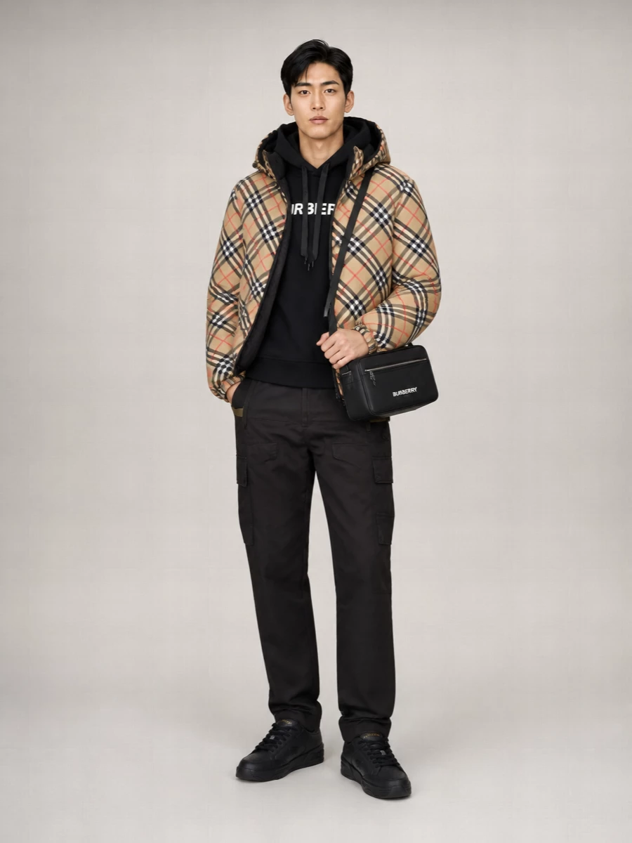 Burberry Check Reversible Hooded Down Jacket
