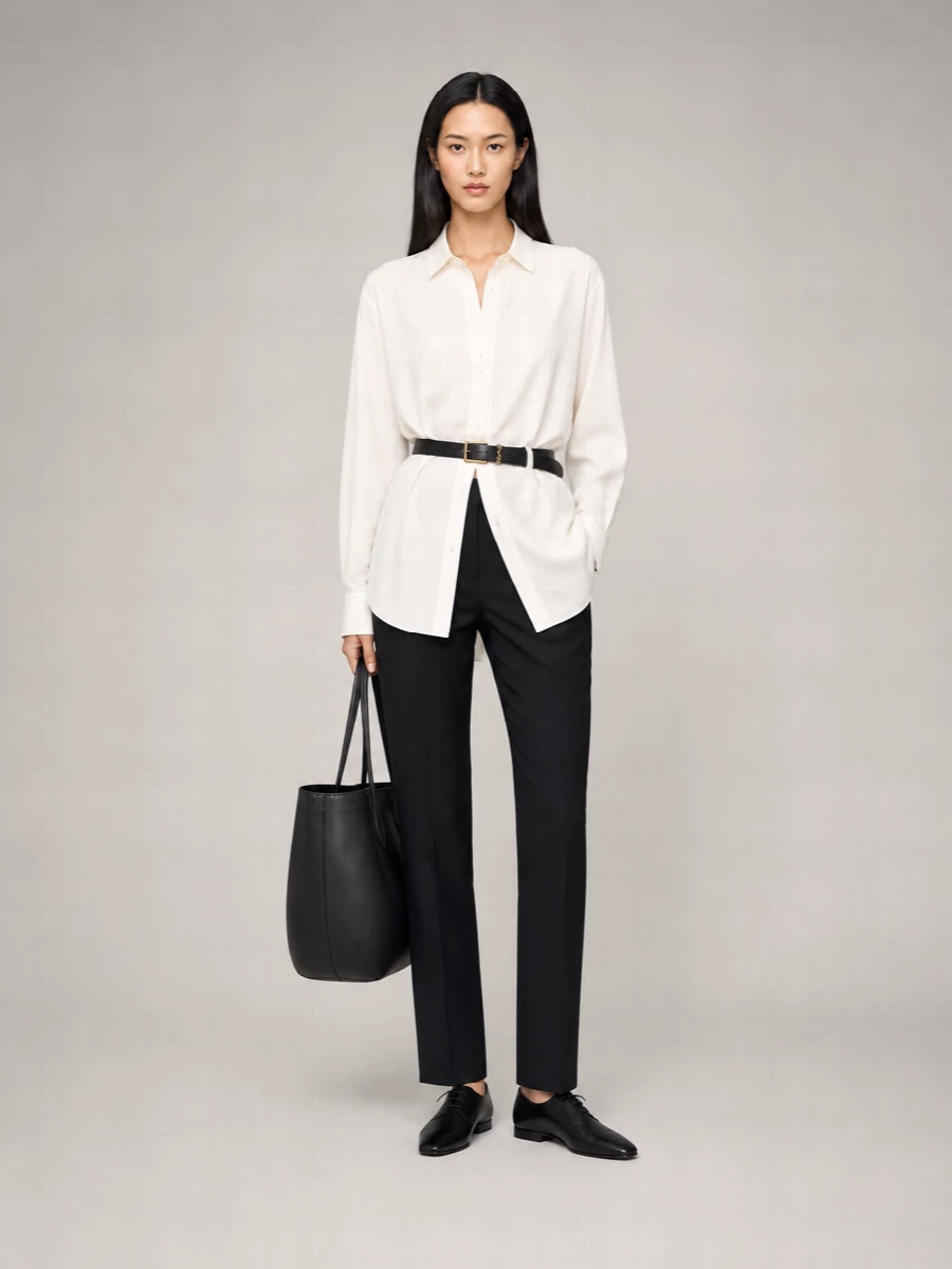 The Row Wool High-Rise Straight-Leg Tailored Trousers