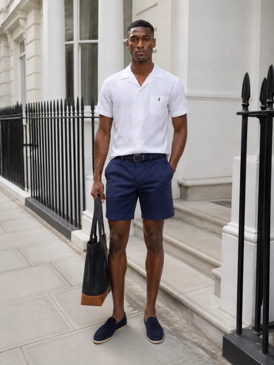 Polo ralph lauren navy shorts tods loafers outfit