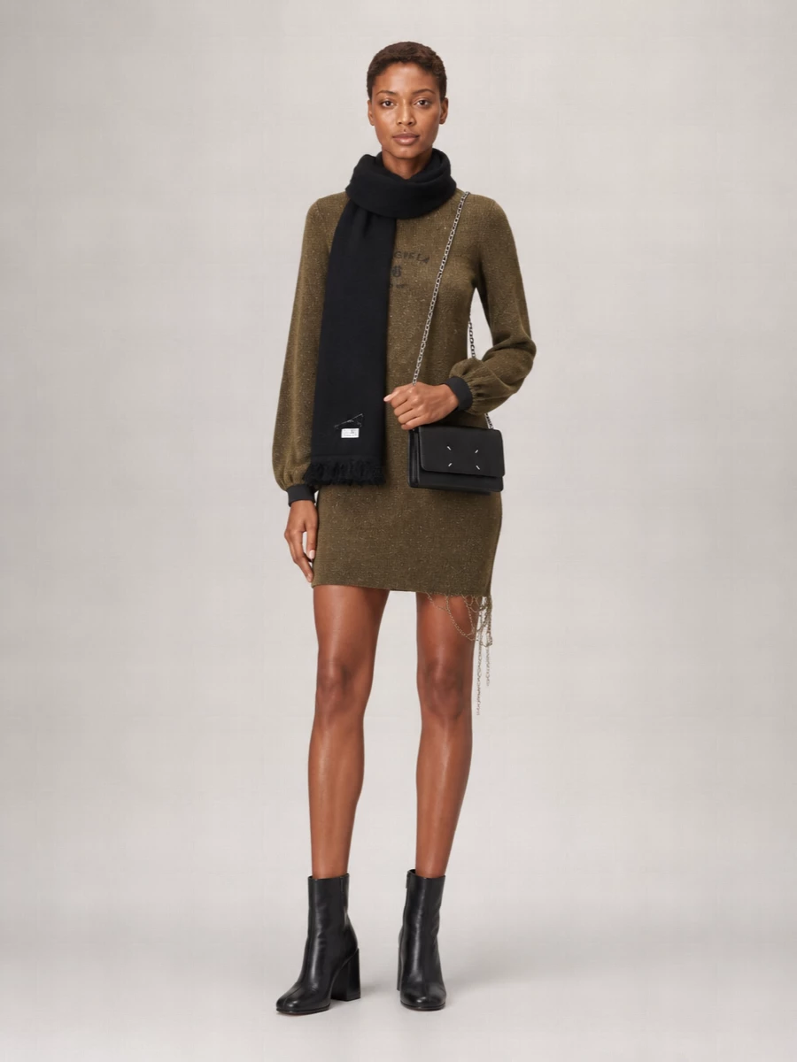 Mm6 Maison Margiela Wool-Blend Printed Midi Knitted Dress