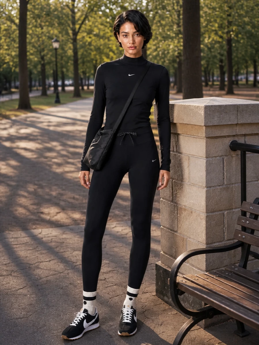 Nike black mock neck leggings retro sneakers