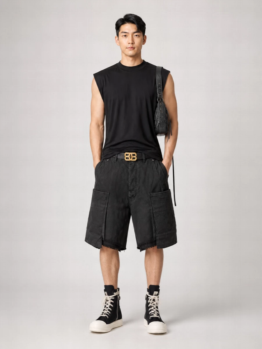 Rick Owens Drkshdw Acetate Oversized Sleeveless Crew Neck Top