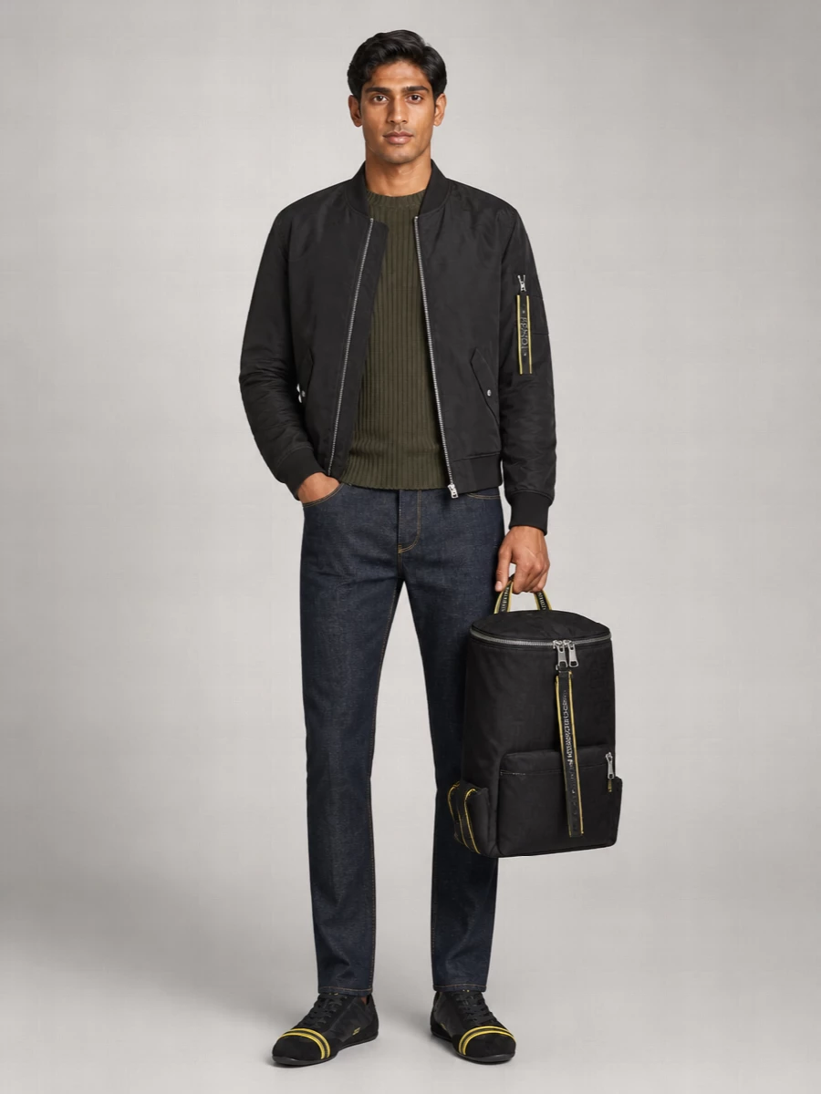 Fendi Ribbed Nylon Bomber Jacket