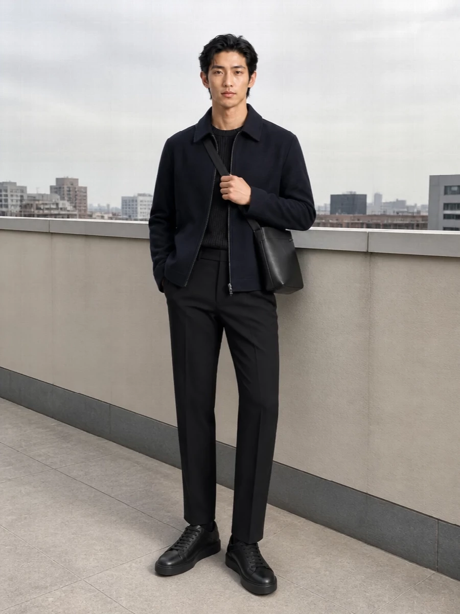 Comme des garcons homme navy jacket charcoal trousers