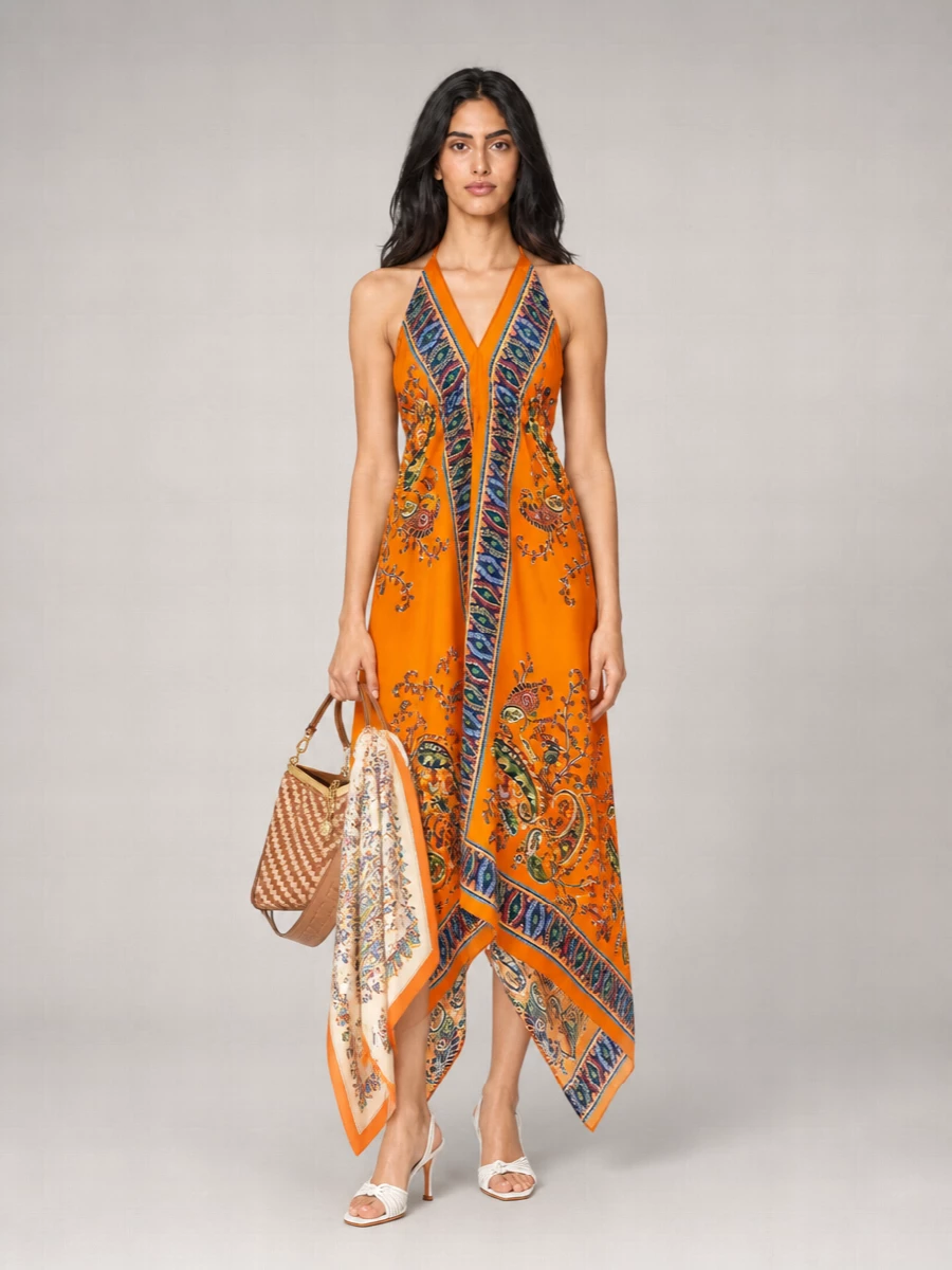 Etro Silk Floral Paisley Maxi Dress