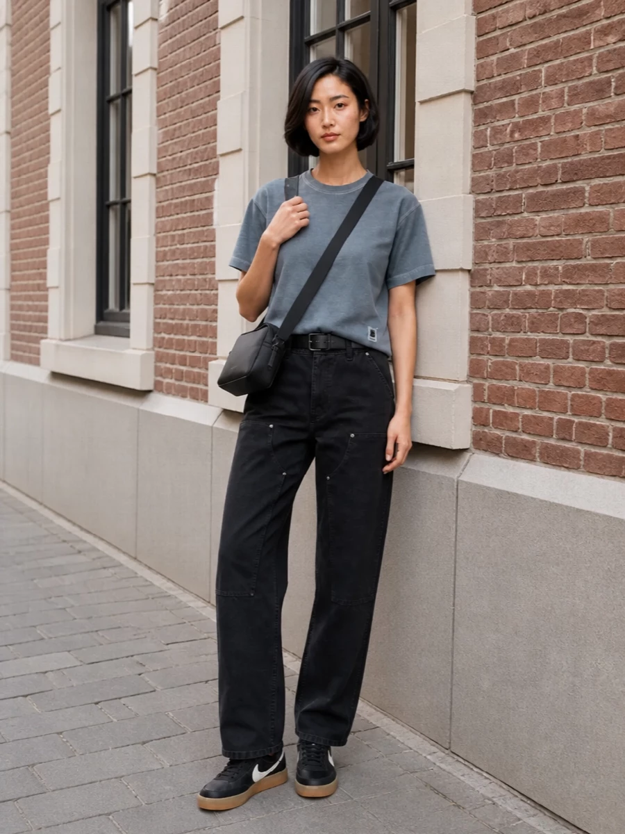 Carhartt workwear pants slate tee nike sneakers