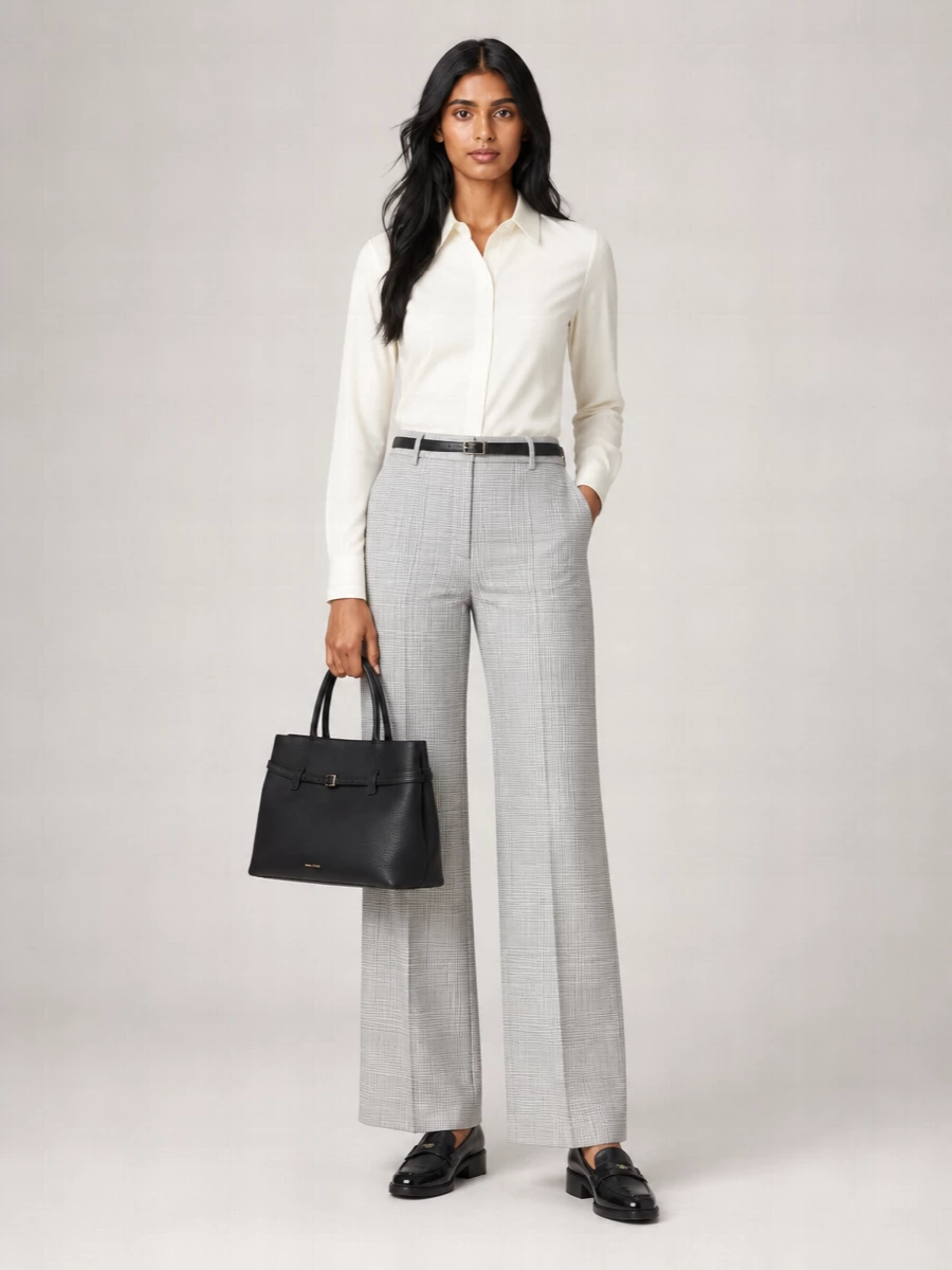 Max Mara Wool Prince Of Wales Tailored Trousers