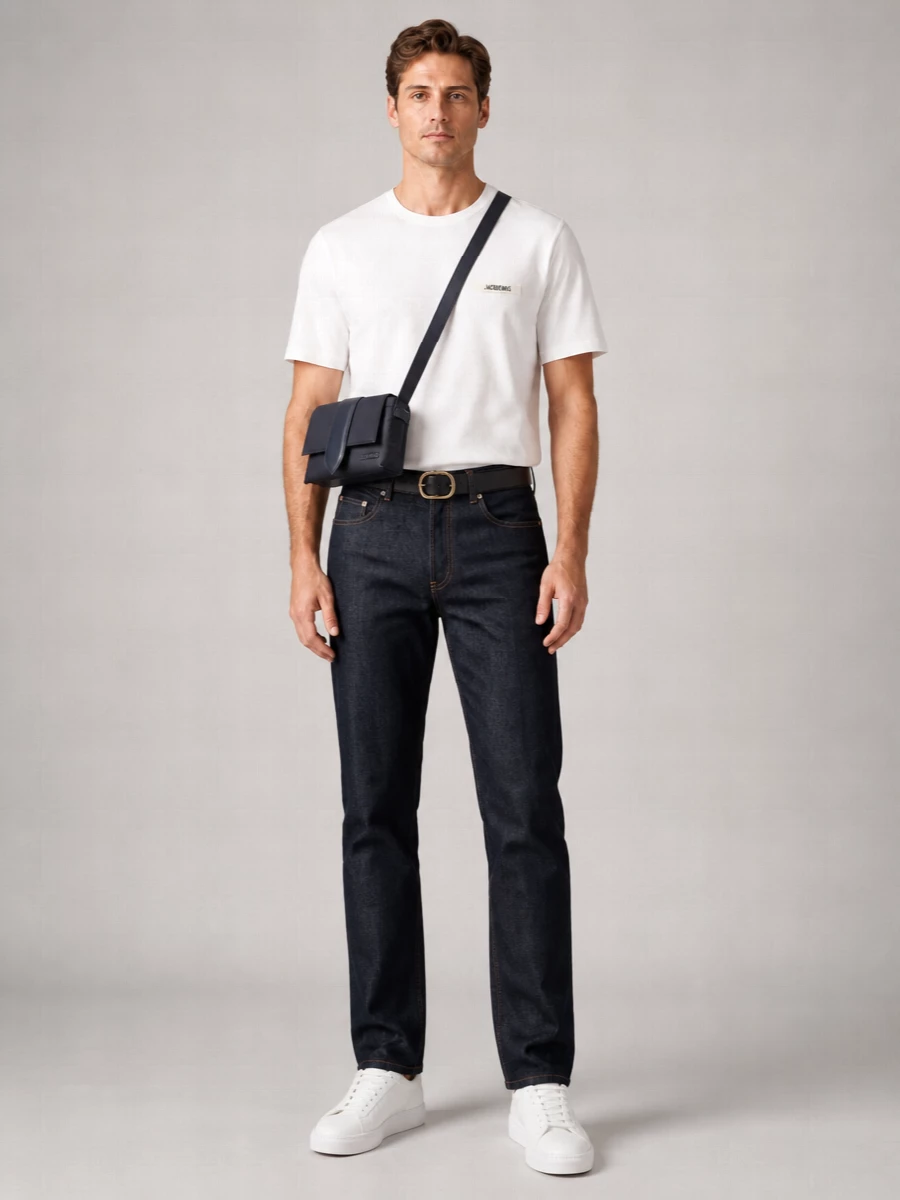 Jacquemus Leather Square Buckle Belt With Interlocking Detail