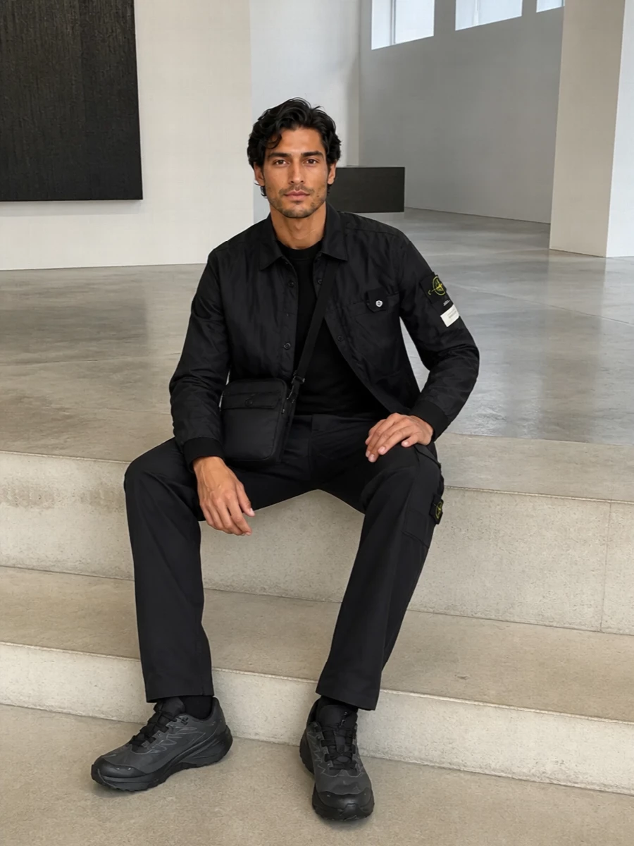 Stone island cargo outfit black technical sneakers